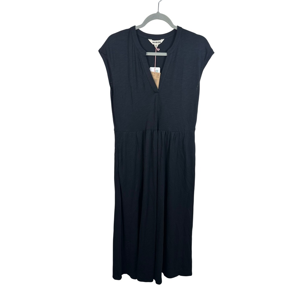 Boden Chloe Midi Dress Womens 8P Navy Blue NWT V-Neck Pockets D1238